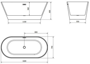 Vann Mexen Flavia koos sifooniga, 160x74 cm hind ja info | Vannid | kaup24.ee