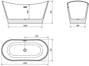 Vann Mexen Montana, 150x72 cm hind ja info | Vannid | kaup24.ee