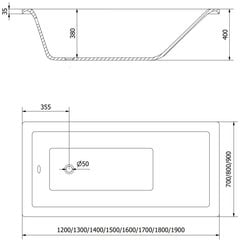 Vann Mexen Cubik, 130x70 cm hind ja info | Vannid | kaup24.ee