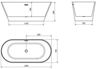 Vann Mexen Flavia koos sifooniga, 160x74 cm hind ja info | Vannid | kaup24.ee