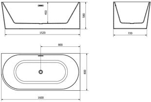 Vann Mexen Mia, parempoolne, 170x80 cm hind ja info | Vannid | kaup24.ee