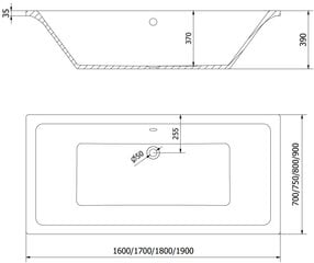 Vonia Mexen Cube, 160 x 70 cm цена и информация | Ванны | kaup24.ee