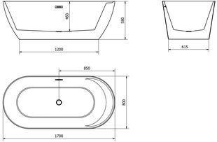 Vann Mexen Laura, 170x80 cm hind ja info | Vannid | kaup24.ee