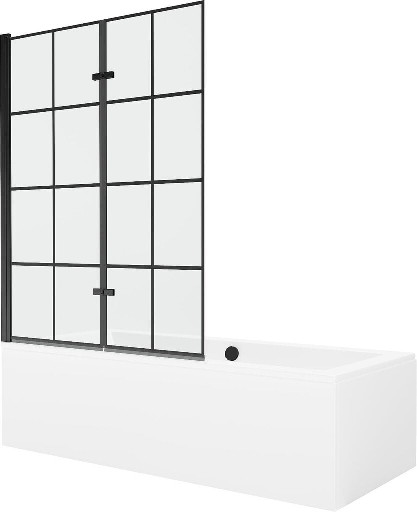 Vann Mexen Cube koos viimistluse ja klaasist seinaga, 180x80 cm + 120 cm (II) hind ja info | Vannid | kaup24.ee