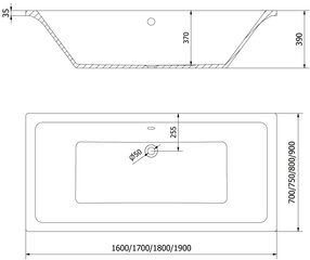 Vann Mexen Cube koos viimistluse ja klaasist seinaga, 180x80 cm + 80 cm hind ja info | Vannid | kaup24.ee