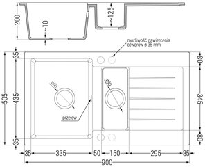 Granitinė virtuvinė plautuvė Mexen Matias su sifonu, Grey+Gold, 900 x 505 mm цена и информация | Раковины на кухню | kaup24.ee