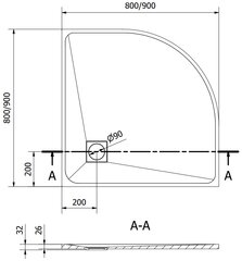 Poolringikujuline dušialus Mexen Bert SMC, 80 x 80 cm цена и информация | Стойки для душа | kaup24.ee