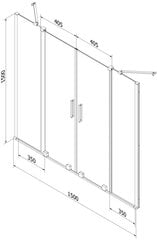 Vannisein Mexen Velar Duo II, hall, 150x150 cm hind ja info | Lisatarvikud vannidele | kaup24.ee