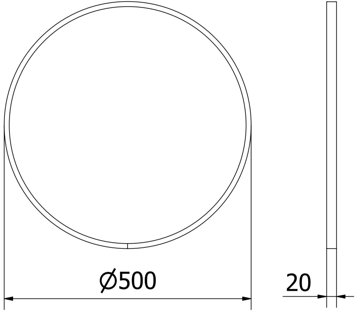 Vannitoa peegel Mexen Loft Round, 50 cm, must hind ja info | Vannitoa peeglid | kaup24.ee