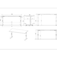 MAILAND-D 7911-84 KIRJ. LAUD 160x/68-91/x80 cm VALGE hind ja info | Arvutilauad, kirjutuslauad | kaup24.ee