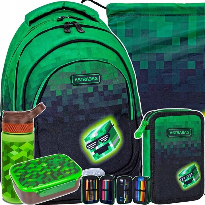 Kooliseljakott AstraBag Pixel Hero/Pixels, 5tk, komplekt hind ja info | Koolikotid, sussikotid | kaup24.ee