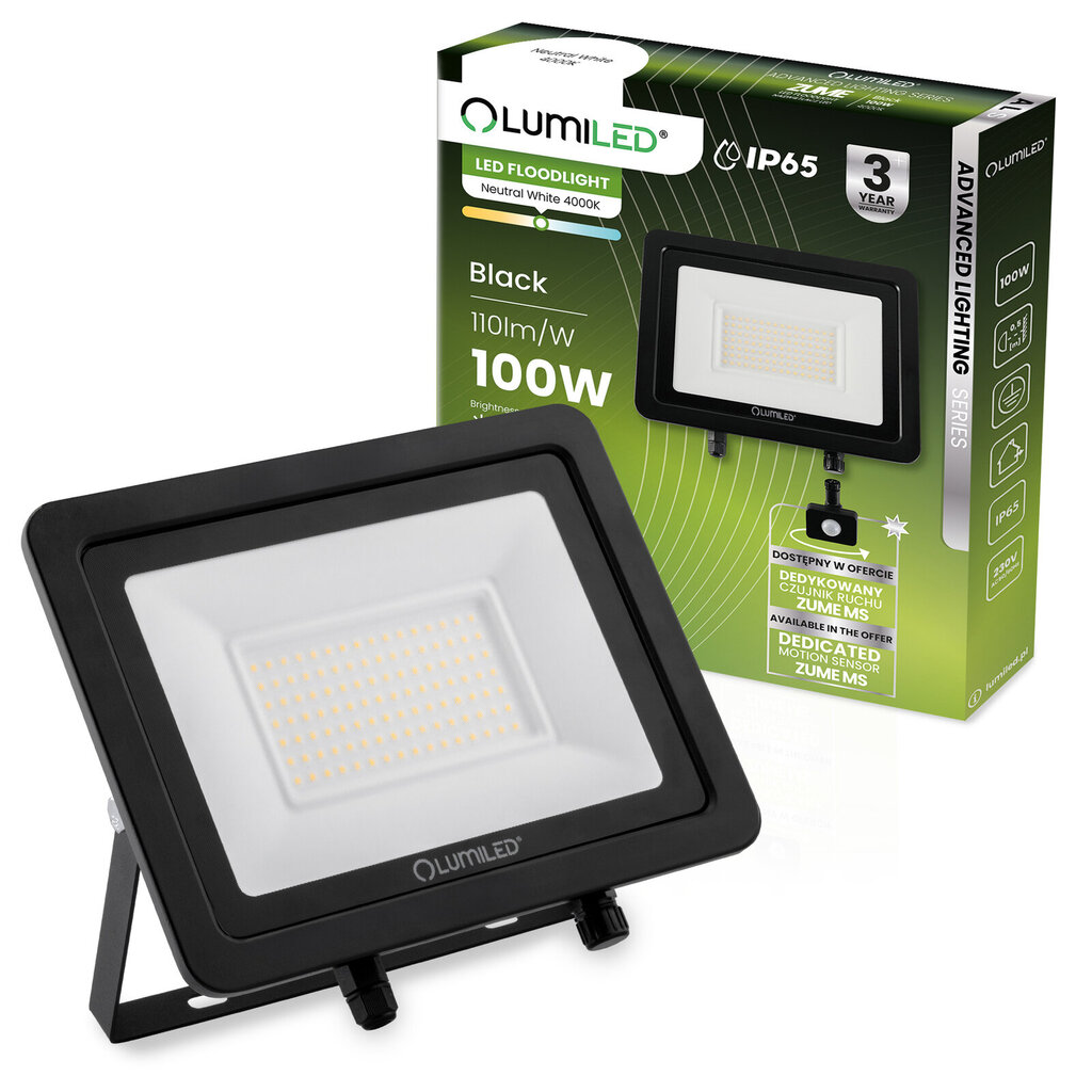 LED-valgusti ZUME 100W 11000lm 4000K IP65 must Advanced Lighting Series LUMILED цена и информация | Laelambid | kaup24.ee