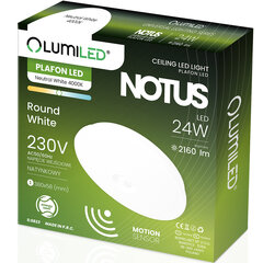 LED Plafond laevalgusti NOTUS 24W ümmargune liikumisandur 38 cm LUMILED цена и информация | Потолочные светильники | kaup24.ee