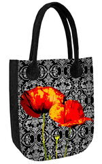 Kunstvildist käekott naistele City Poppies Black цена и информация | Женские сумки | kaup24.ee