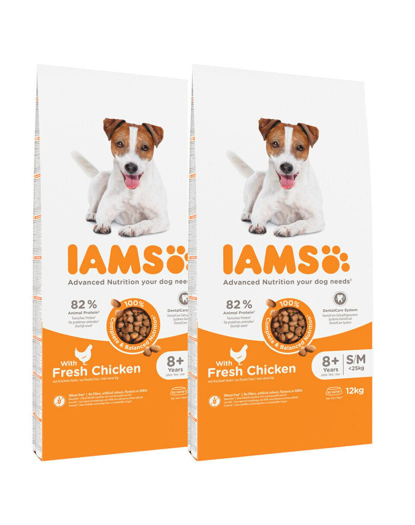 Iams ProActive Health Mature&Senior vanematele koertele koos kanaga, 2x12 kg цена и информация | Kuivtoit koertele | kaup24.ee