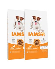 Iams ProActive Health для взрослых собак средних и небольших пород с курицей, 2х12 кг цена и информация | Сухой корм для собак | kaup24.ee