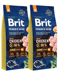 Brit Premium By Nature Junior Medium M с курицей, 30 кг цена и информация |  Сухой корм для собак | kaup24.ee