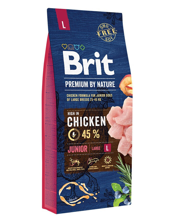 Brit Premium By Nature Junior Large L koos kanaga, 30 kg цена и информация | Kuivtoit koertele | kaup24.ee