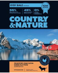 Рецепт океанической белой рыбы Country&Nature, 9 кг цена и информация | Сухой корм для собак | kaup24.ee