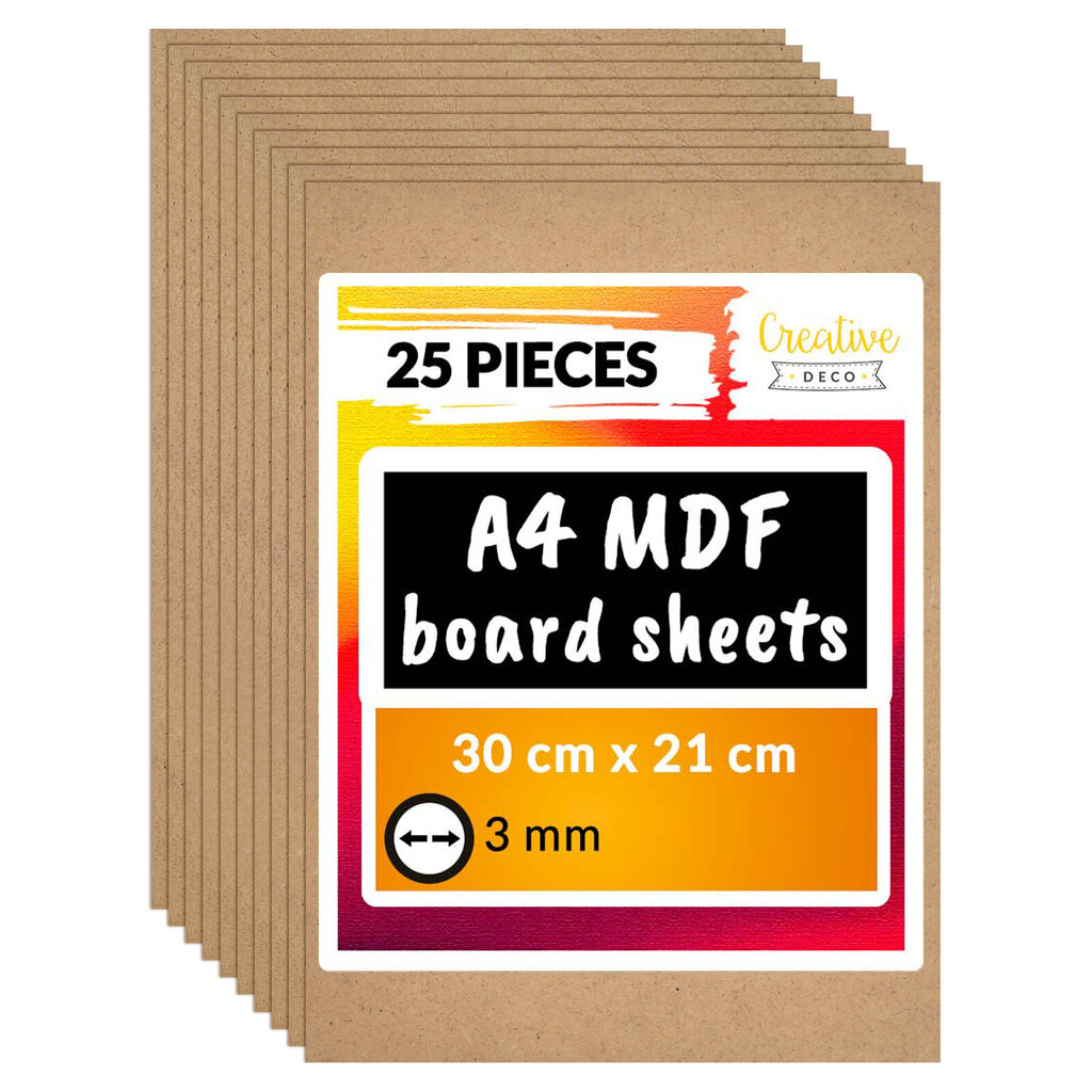 50 x A4 MDF lehed, puidust paneelid Creative Deco 300 x 210 x 3 mm Puidupaneel, modelleerimine, pürograafia цена и информация | Akutrellid, kruvikeerajad | kaup24.ee