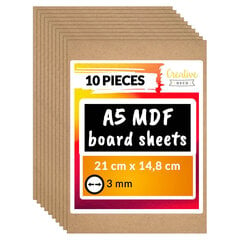 10 x A5 MDF lehed, puidust paneelid Creative Deco 148 x 210 x 3 mm Puidupaneel, modelleerimine, pürograafia цена и информация | Шуруповерты, дрели | kaup24.ee