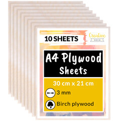 10 x A4 kasevineerist plaadid Creative Deco Wood lehed 3 mm, 210 x 300 x 3 mm, kaunistamiseks, modelleerimiseks. цена и информация | Шуруповерты, дрели | kaup24.ee