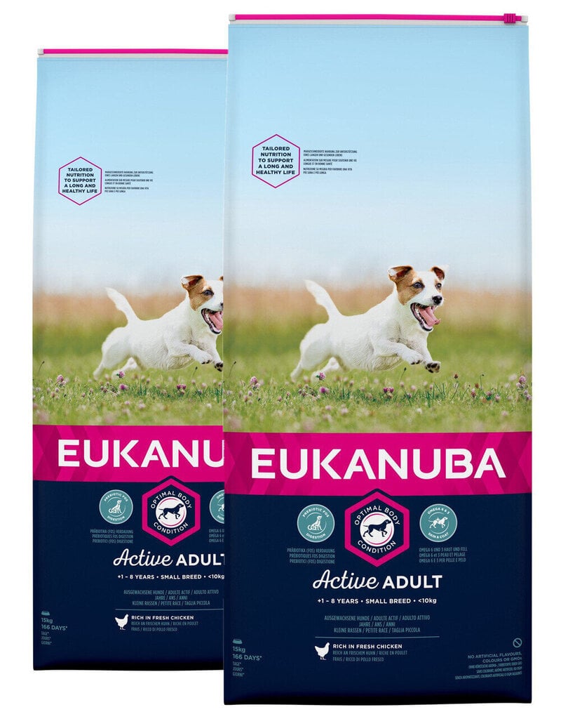 Eukanuba Active Adult Small Breed koos kodulindudega, 30 kg hind ja info | Kuivtoit koertele | kaup24.ee