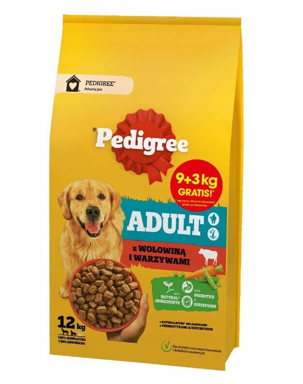 Pedigree Adult veiseliha ja köögiviljadega, 12 kg цена и информация | Kuivtoit koertele | kaup24.ee