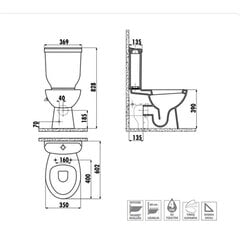 Компактный унитаз Sedef Creavit  с функцией биде и кран холодной воды + сидение soft-close, белый цена и информация | Унитазы | kaup24.ee