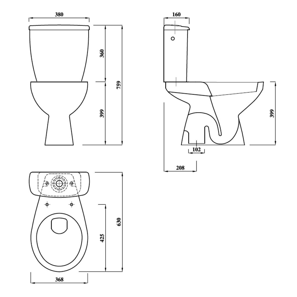 Kompaktne WC 3/6l vertikaalse loputusega, MIGUEL valge hind ja info | WС-potid | kaup24.ee