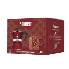 Bialetti Moka Express 3-tassiline punane Deco Glamour koos boonuskruusiga hind ja info | Kohvikannud, teekannud | kaup24.ee