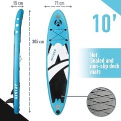 Aviner Täispuhutav SUP Board Set, 150KG Max / 305×71×15cm, Premium Stand Up Paddle Surfboard, helesinine hind ja info | Veesport | kaup24.ee