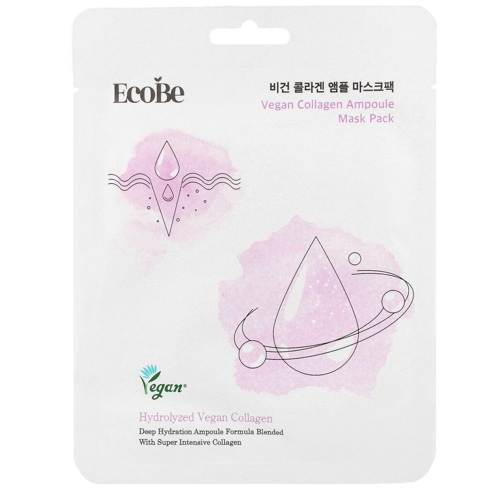 EcoBe Vegan Collagen Ampoule Mask Pack 25ml - pinguldav kollageeni lehtmask цена и информация | Näomaskid, silmamaskid | kaup24.ee