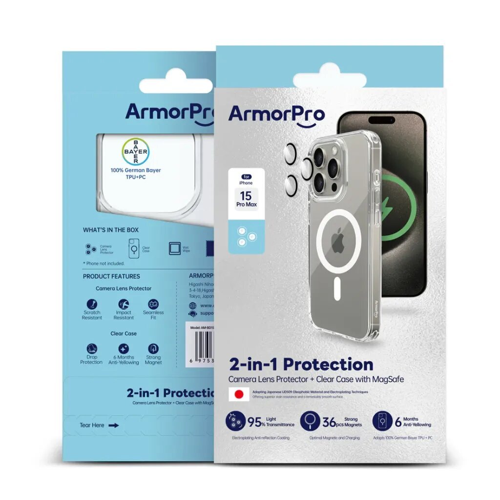 ArmorPro Läbipaistev 2in1 MagSafe telefonikott iPhone 15 Pro Max'ile цена и информация | Telefoni kaaned, ümbrised | kaup24.ee