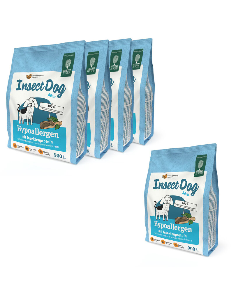 Green Petfood InsectDog Hypoallergen, 5x900 g hind ja info | Kuivtoit koertele | kaup24.ee