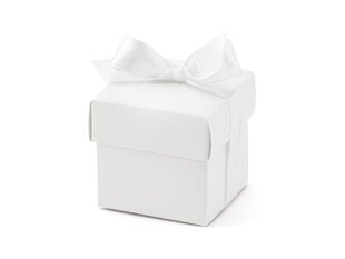 Подарочная коробка с бантиком, 5,2x5,2x5,2 см, белая, 1 упаковка/10 шт цена и информация | Гудки для вечеринки Clown Face (4шт.) | kaup24.ee