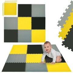 Humbi vahtplastist põrandamatt 180x180 Suur veekindel turvaline vahtplastist puzzle 9 tk kollane, hall, must hind ja info | Tegelustekid | kaup24.ee