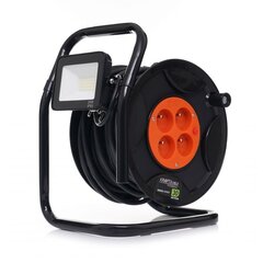 Vastupidav metallpooliga pikendusjuhe ja 20W LED valgustus - 30m hind ja info | Pikendusjuhtmed, kaablid | kaup24.ee