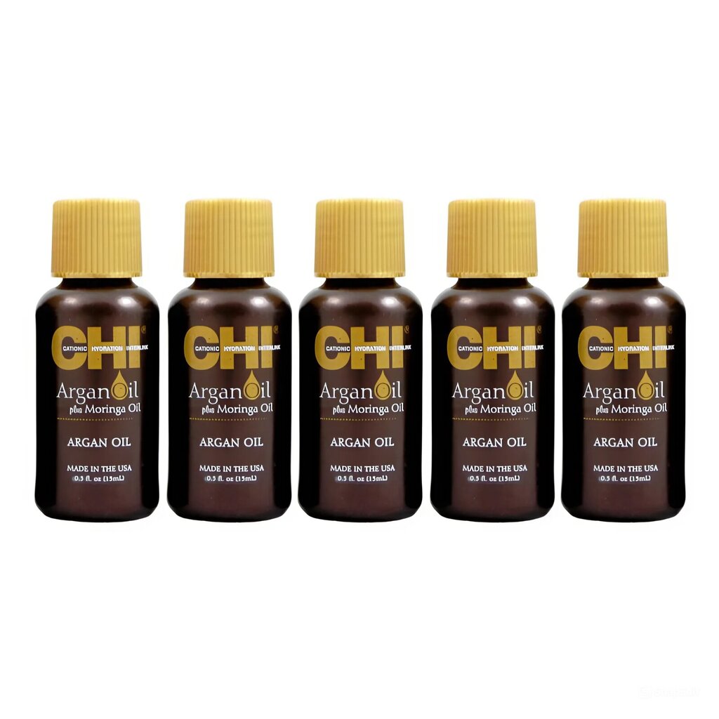 Argaania- ja moringaõli juustele CHI Argan Oil Plus Moringa Oil, 15 ml x 5 tk. цена и информация | Maskid, õlid, seerumid | kaup24.ee