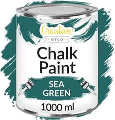 Chalk Paint Sea Green, 1 l, Creative Deco, puidulakk, läbipaistmatu, pestav, puidu- ja viimistlusvärvid цена и информация | Краска | kaup24.ee