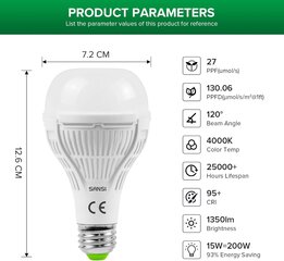 SANSI S-8 Taimelamp hind ja info | Nutipotid ja taimelambid | kaup24.ee