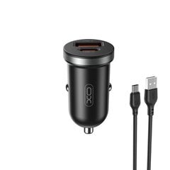 Автомобильное зарядное устройство XO CC56 PD 30W QC 1x USB 1x USB-C черный + кабель USB - USB-C цена и информация | Зарядные устройства для телефонов | kaup24.ee