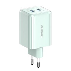 THREEKEY seinalaadija TK111 PD 35W 2x USB-C roheline hind ja info | Mobiiltelefonide laadijad | kaup24.ee