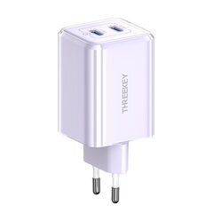 Настенное зарядное устройство THREEKEY TK111 PD 35W 2x USB-C фиолетовый цена и информация | Зарядные устройства для телефонов | kaup24.ee