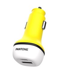 PANTONE autolaadija 38W PD QC 1x USB 1x USB-C PT-PDDC05 kollane värv 102C hind ja info | Mobiiltelefonide laadijad | kaup24.ee