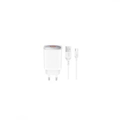 XO seinalaadija CE19 QC 18W 1x USB valge värv + kaabel microUSB hind ja info | Mobiiltelefonide laadijad | kaup24.ee