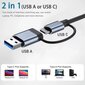 USB C jaotur, USB-jaotur, 4-in-2, USB-pikendus 1 USB-pordiga, 1 USBC-port. hind ja info | Mobiiltelefonide kaablid | kaup24.ee