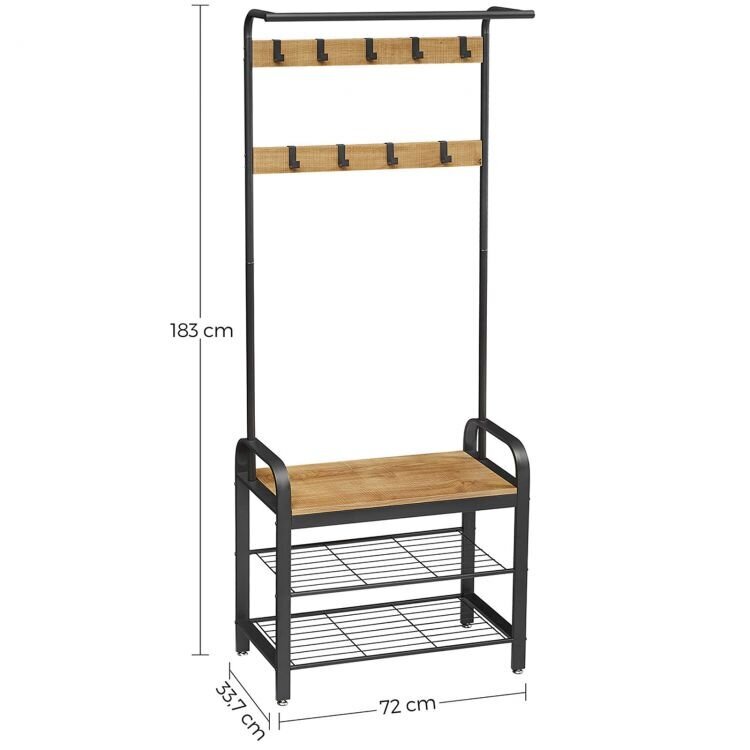 Loft-stiilis riidenagi koos kingariiuliga цена и информация | Riidestanged ja nagid | kaup24.ee