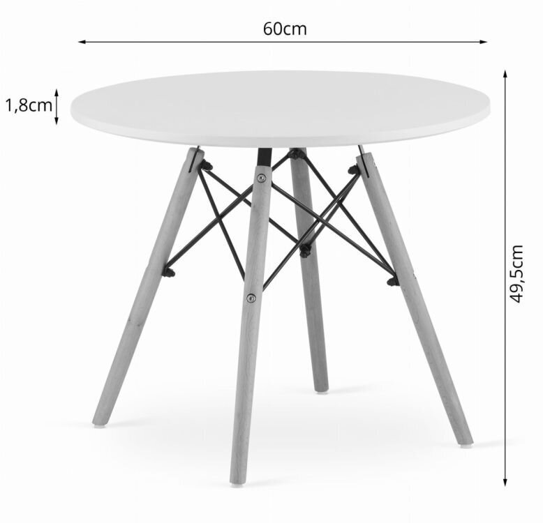 Moodne skandinaavia kohvilaud, valge ümmargune plaat, 60 cm hind ja info | Konsoollauad | kaup24.ee