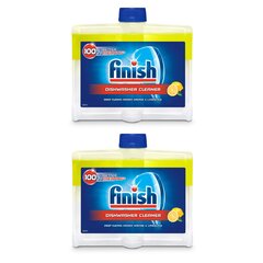 Finish Dual Action Nõudepesumasina puhastusvahend Lemon, 2 x 250ml цена и информация | Средства для мытья посуды | kaup24.ee